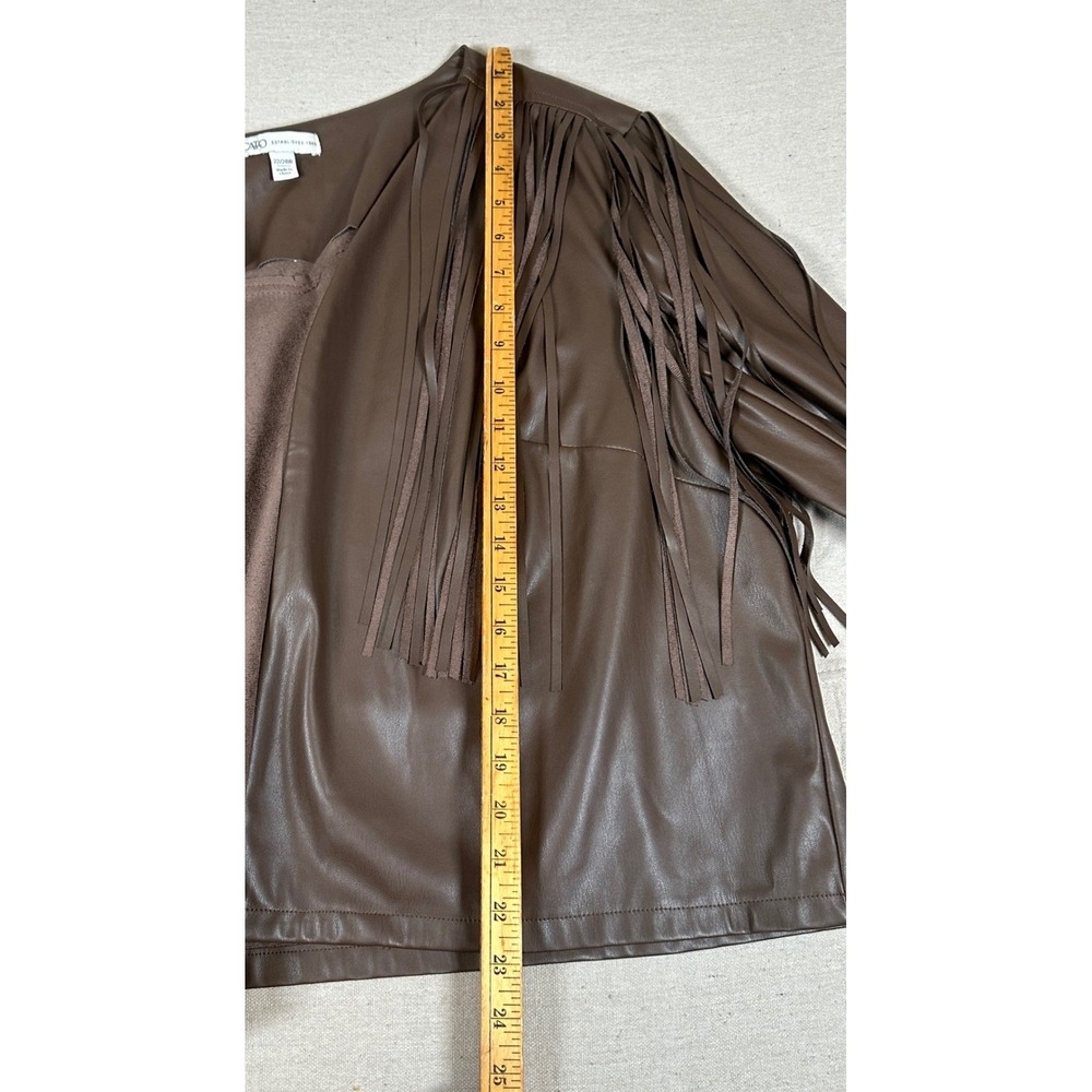 Cato Brown Faux Leather Fringe Studded Western Jacket‎ Plus Size 22/24W Cowgirl - Picture 3 of 5